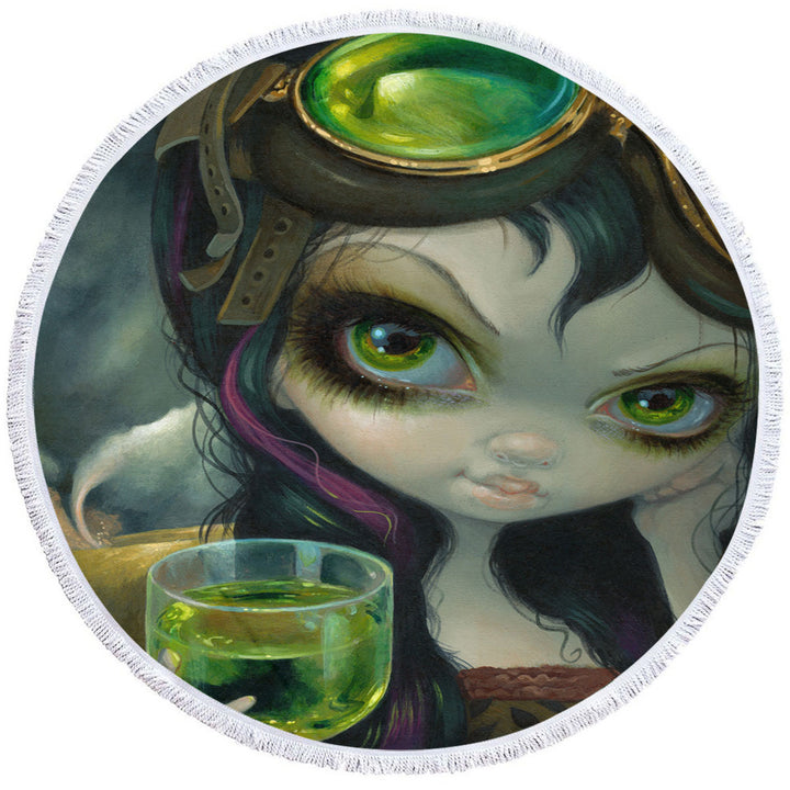 Fantasy Circle Beach Towel with Art the Absinthe Pilot Fairy