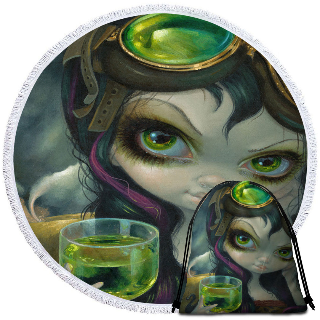 Fantasy Circle Towel with Art the Absinthe Pilot Fairy