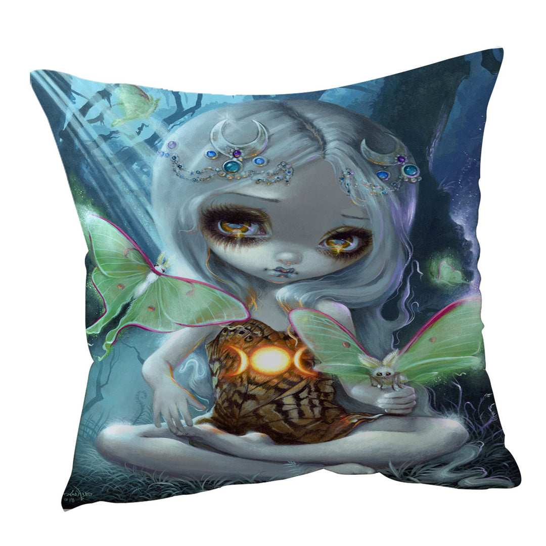 Fantasy Cushion Covers Art Luna Moth Beautiful Glowing Moth Fairy