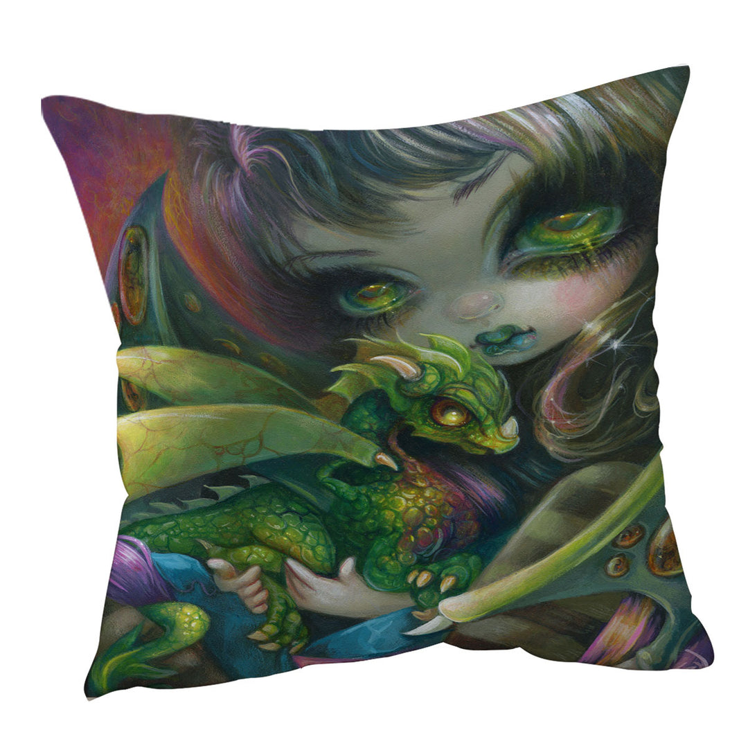 Fantasy Cushions Art Painting Darling Dragonling and Fairy