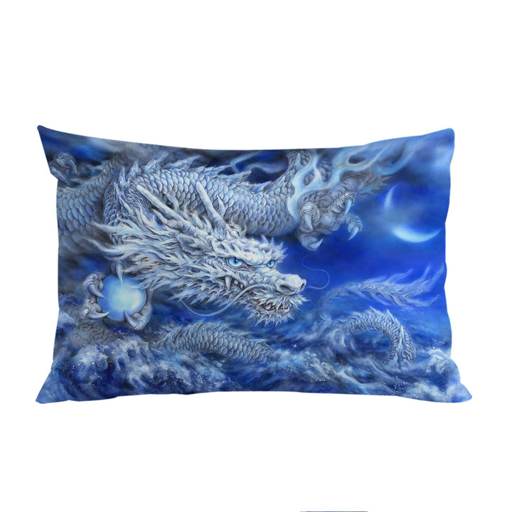 Fantasy Design Night Storm White Blue Dragon Pillow Cases