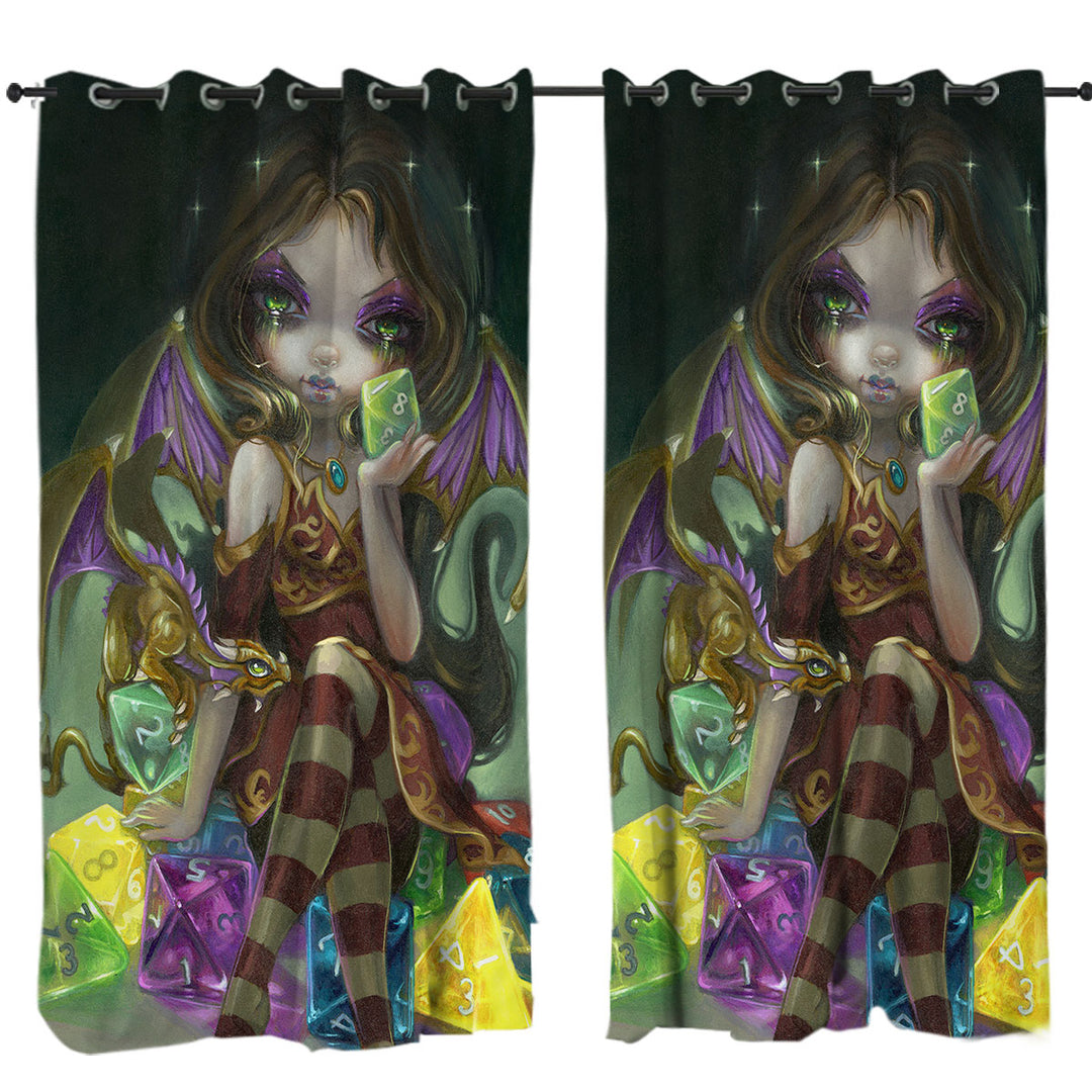 Fantasy Dragon and Fairy Dice Dragonling Princess Curtains