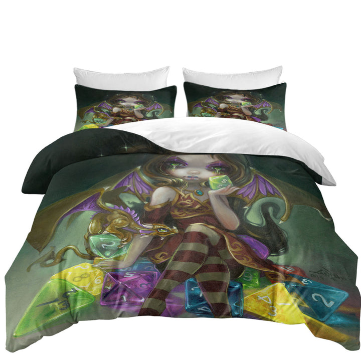 Fantasy Dragon and Fairy Dice Dragonling Princess Duvet Cover