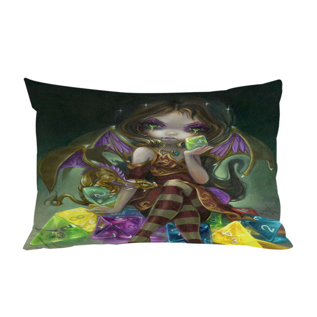 Fantasy Dragon and Fairy Dice Dragonling Princess Pillowcase