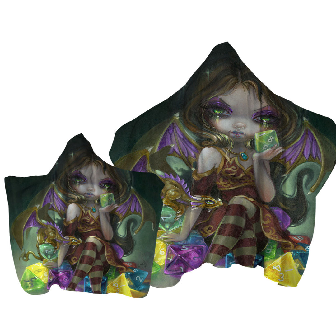 Fantasy Dragon and Fairy Dice Dragonling Princess Towel Hoodie