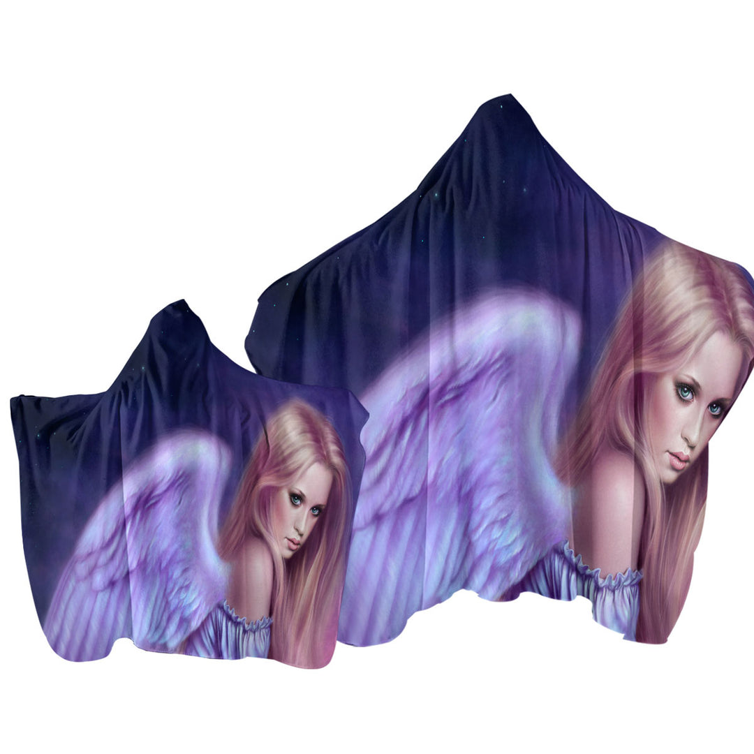 Fantasy Drawing Seraphina the Beautiful Angel Hooded Beach Towel