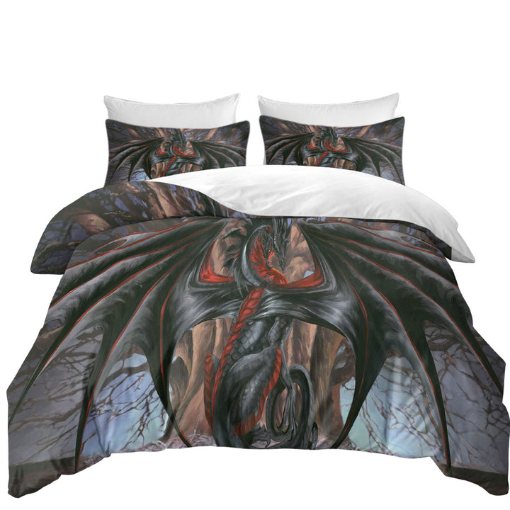 Fantasy Drawings Malice the Black Dragon Coverlet