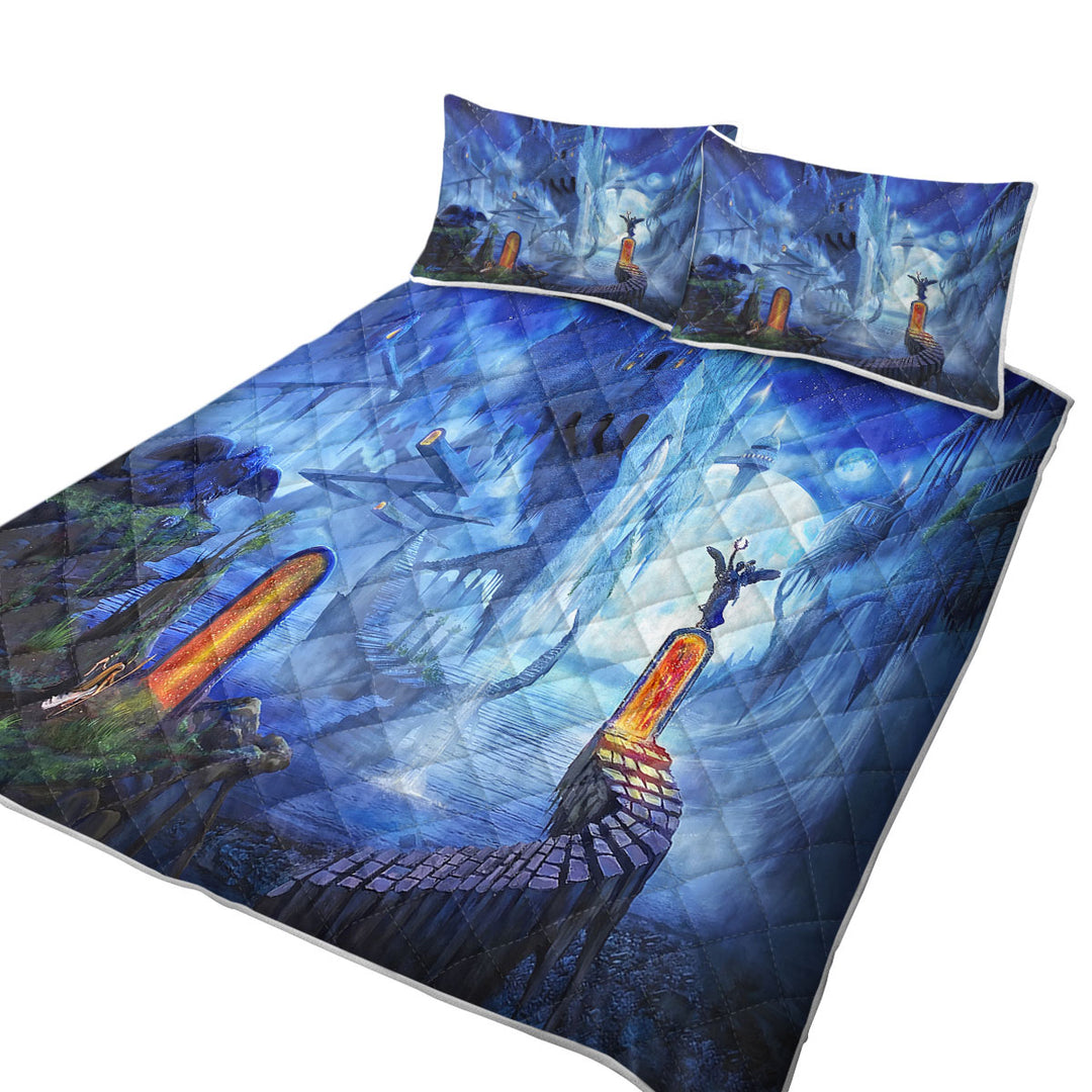 Fantasy Dreamscape Nerostrios City King Size Bedspreads