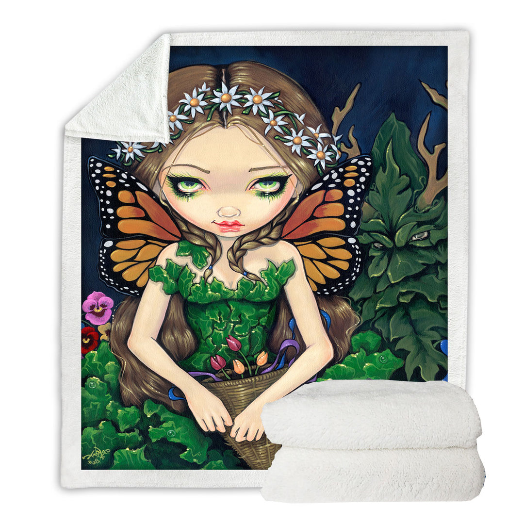 Fantasy Fairy World May Queen Spring and Summer Fleece Blankets