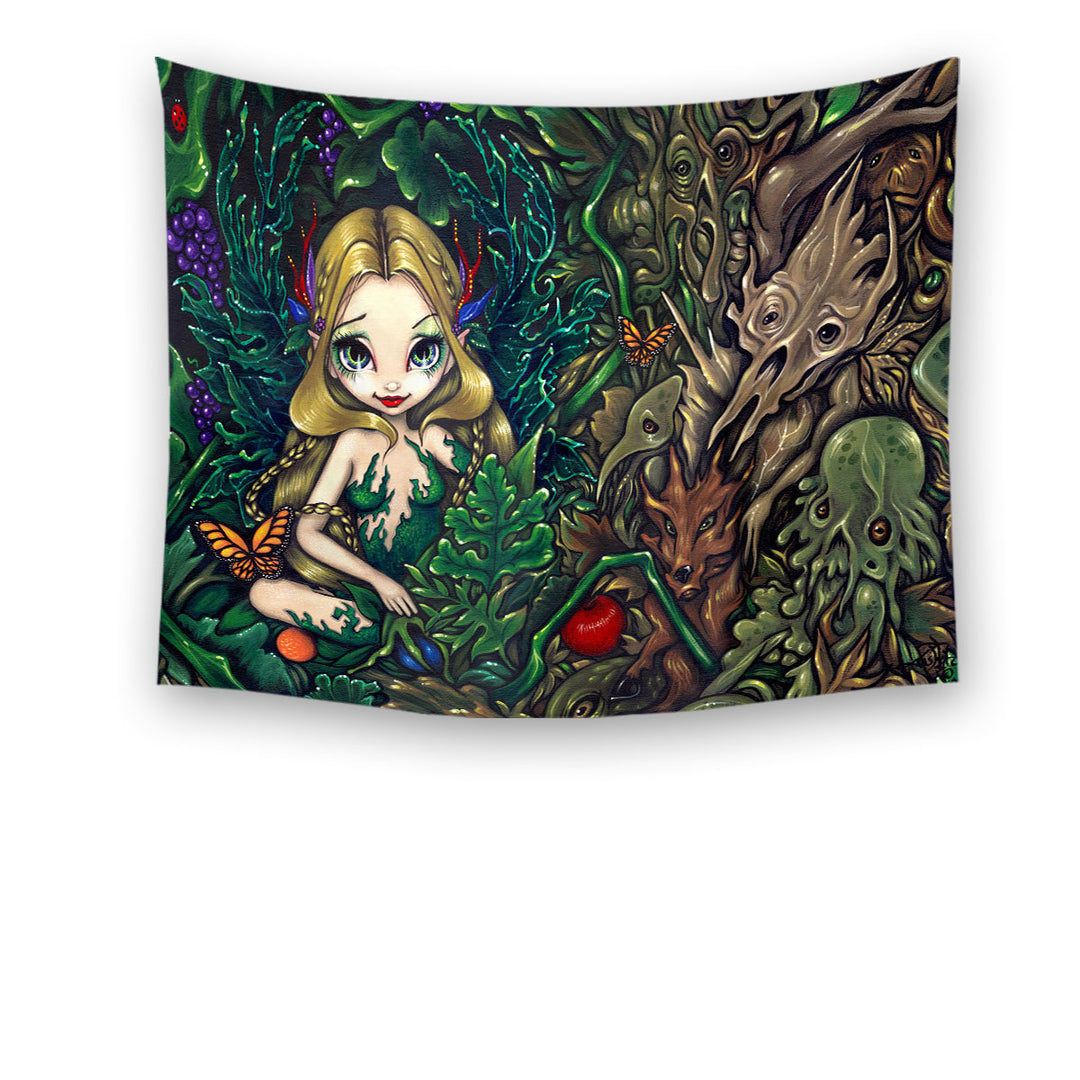 Fantasy Fairy of Summer and Hobgoblins of Autumn Tapestry