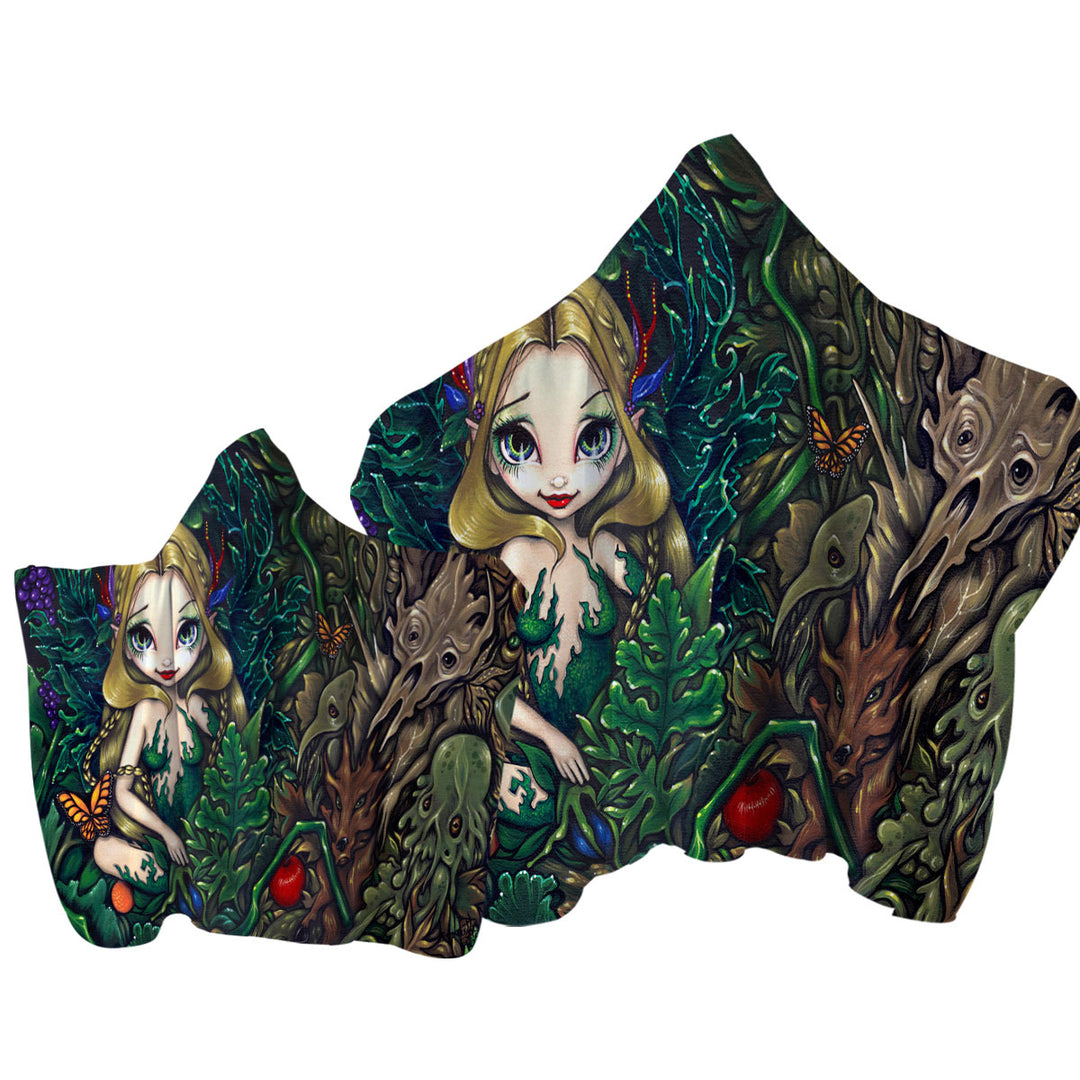 Fantasy Fairy of Summer and Hobgoblins of Autumn Towel with Hood