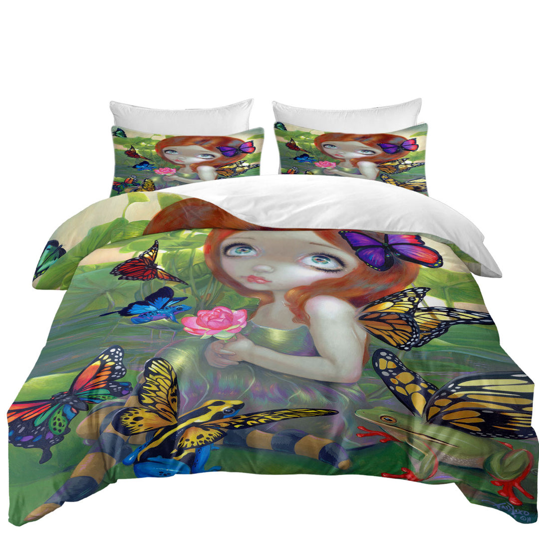 Fantasy Girl Butterfly Frog Daydreams and Frogs Good Duvet Covers