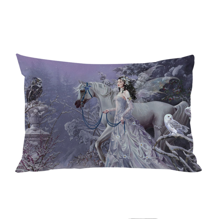 Fantasy Horse Owls and the Winter Wings Fairy Pillow Cases