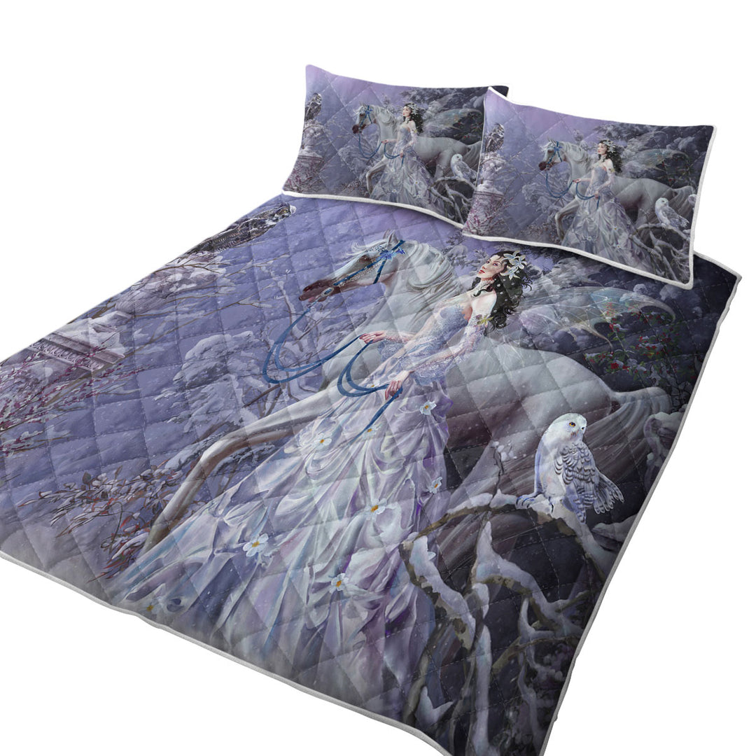 Fantasy Horse Owls and the Winter Wings Fairy Quilt