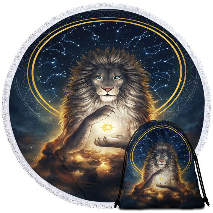 Fantasy Lion Mens Beach Towels God the Soul Keeper