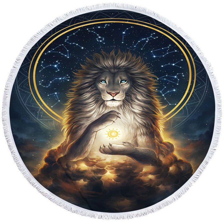 Fantasy Lion Microfiber Beach Towel God the Soul Keeper