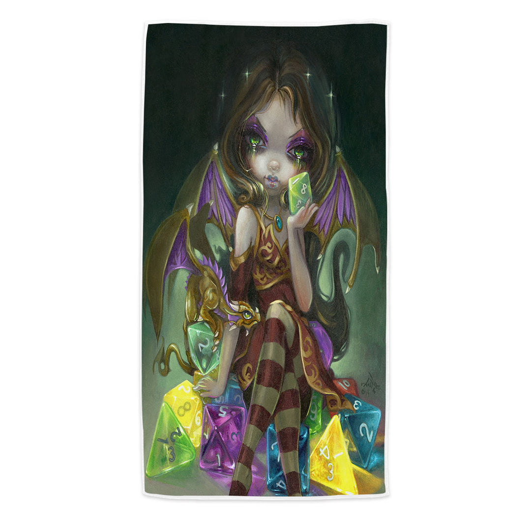 Fantasy Microfibre Beach Towel Dragon and Fairy Dice Dragonling Princess