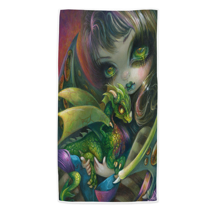 Fantasy Microfibre Beach Towels Art Painting Darling Dragonling and Fairy