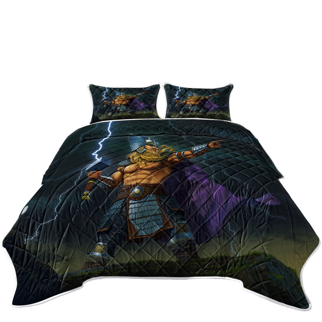 Fantasy Mythology Art God of Thunder Thor Quilts