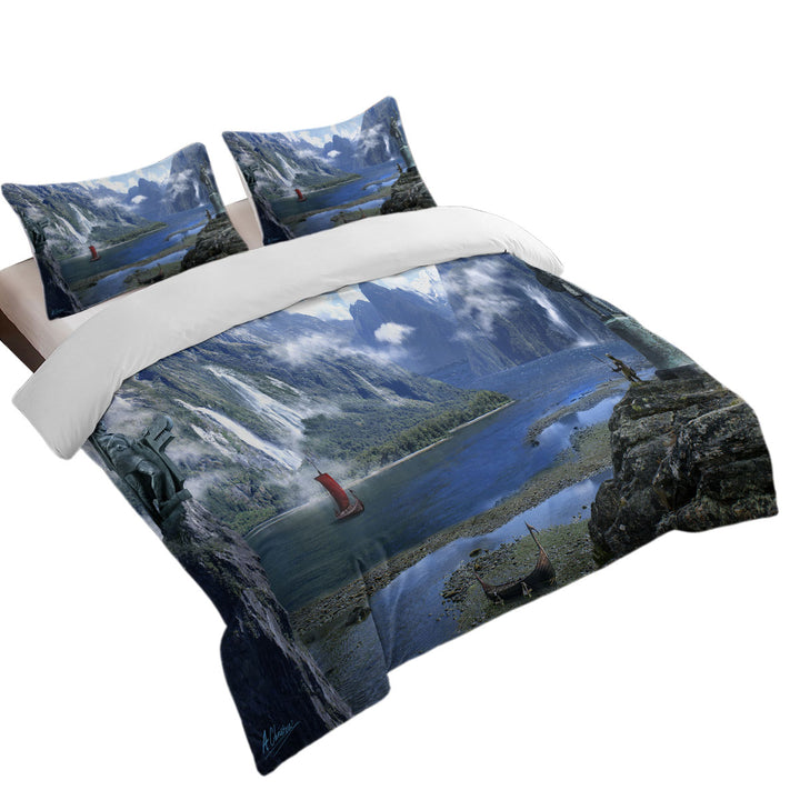 Fantasy Nature Artwork Viking Fjord Duvet Covers