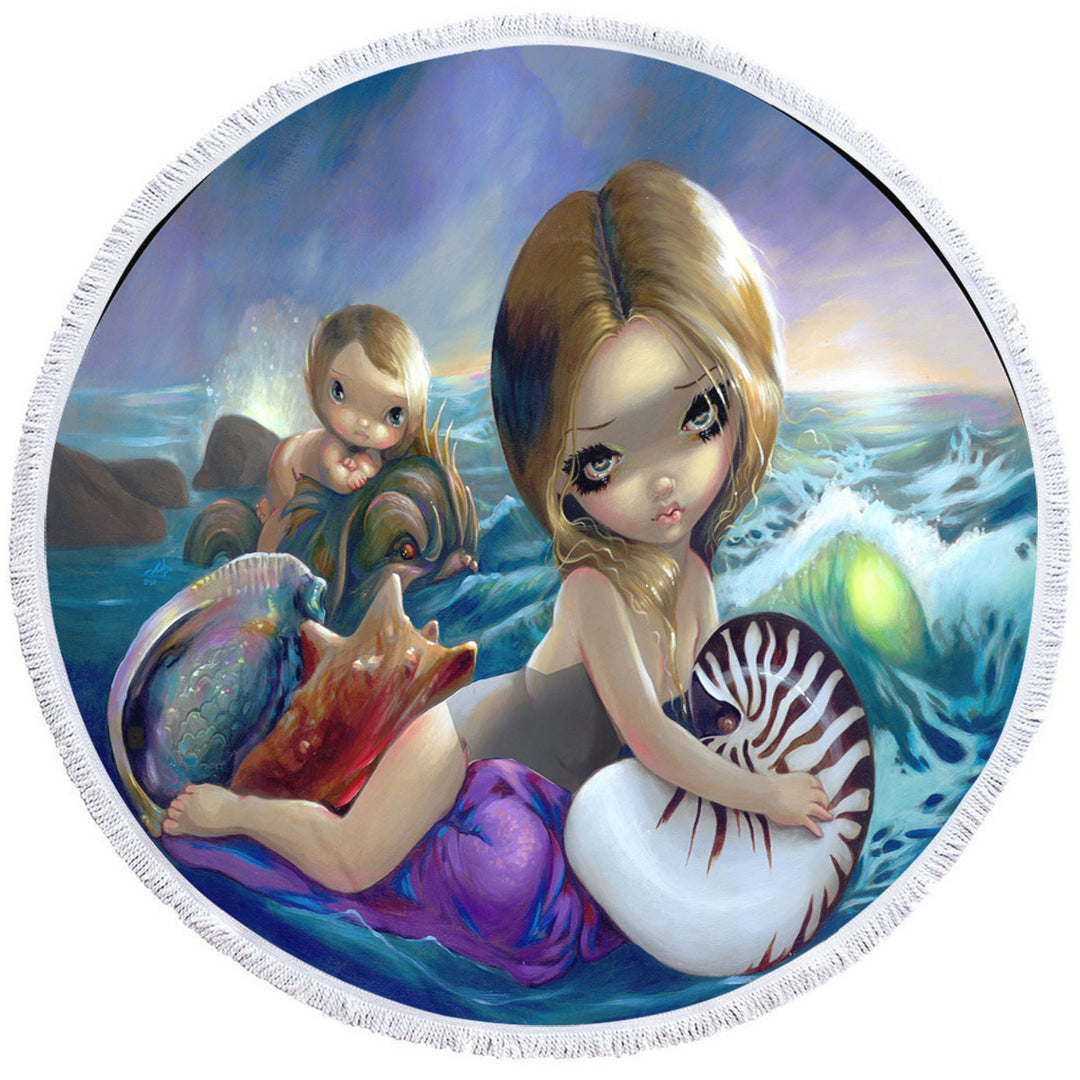 Fantasy Ocean Art Amphitrite Sea Goddess Circle Beach Towel