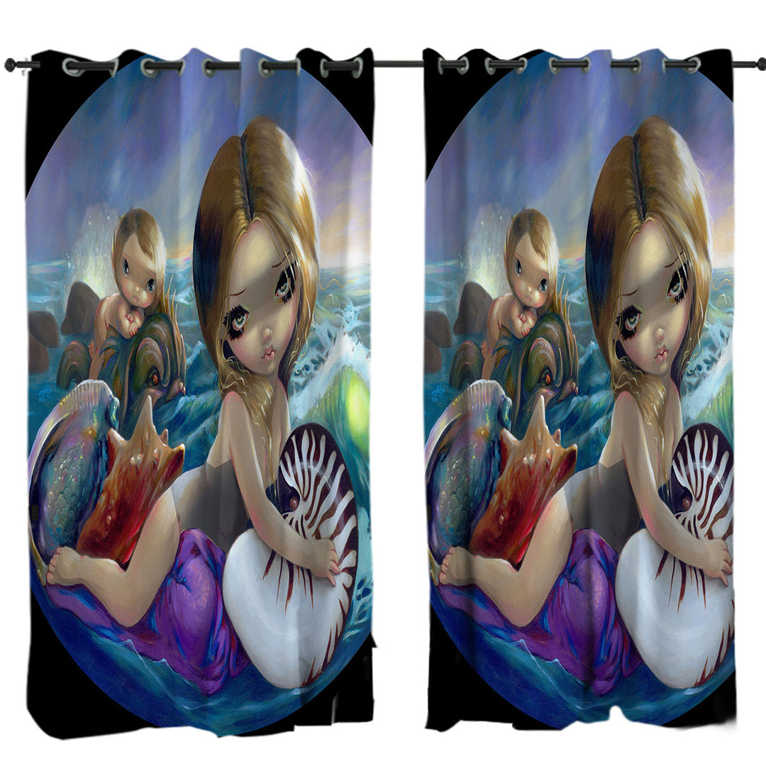 Fantasy Ocean Art Amphitrite Sea Goddess Curtains