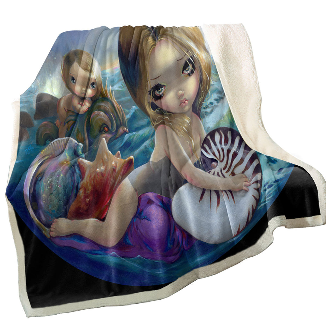 Fantasy Ocean Art Amphitrite Sea Goddess Throw Blanket