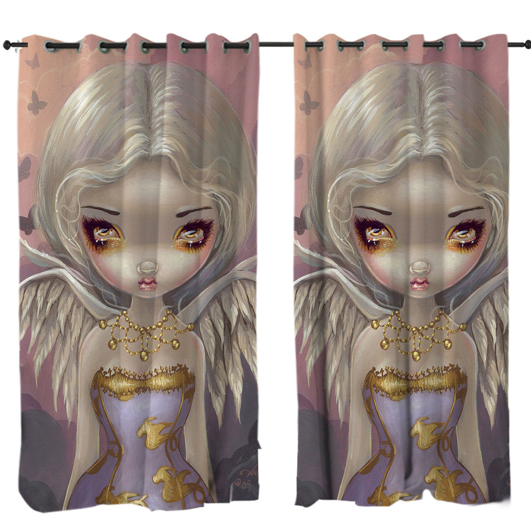 Fantasy Painting Angel in Lilac Drapes