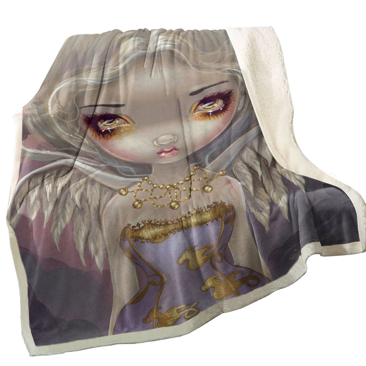 Fantasy Painting Angel in Lilac Fleece Blankets