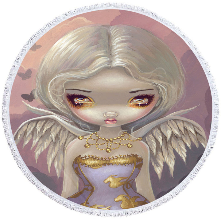 Fantasy Painting Angel in Lilac Girls Beach Towels