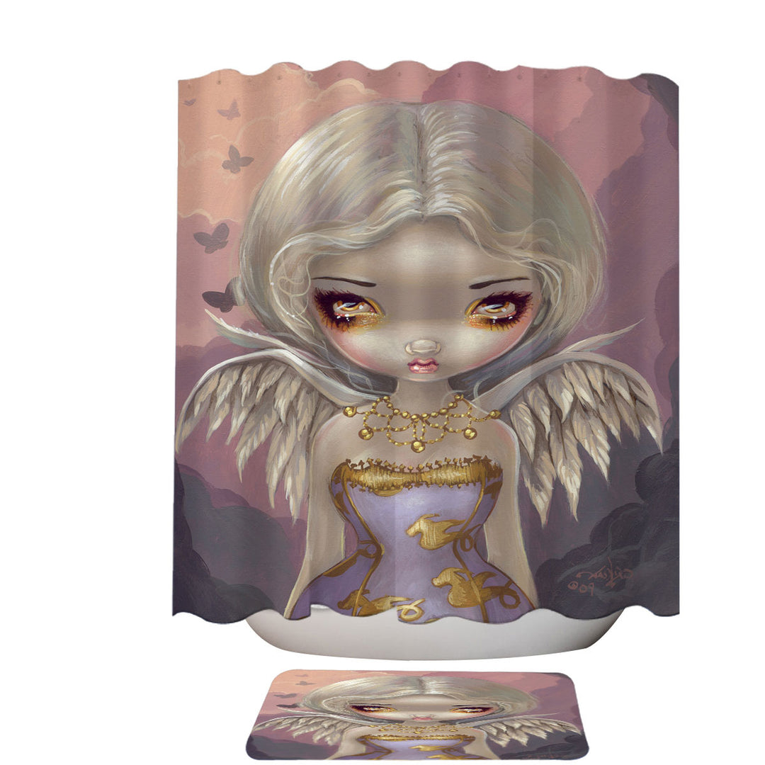 Fantasy Painting Angel in Lilac Shower Curtain