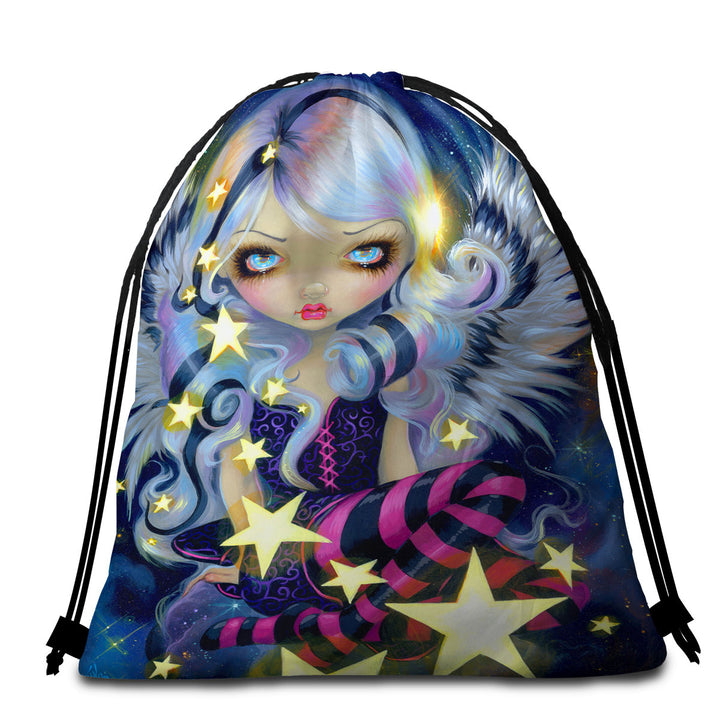 Fantasy Painting Angel of Starlight Girls Beach Towels