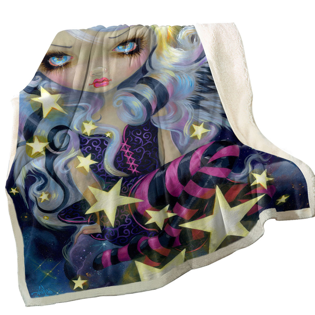 Fantasy Painting Angel of Starlight Sherpa Blanket