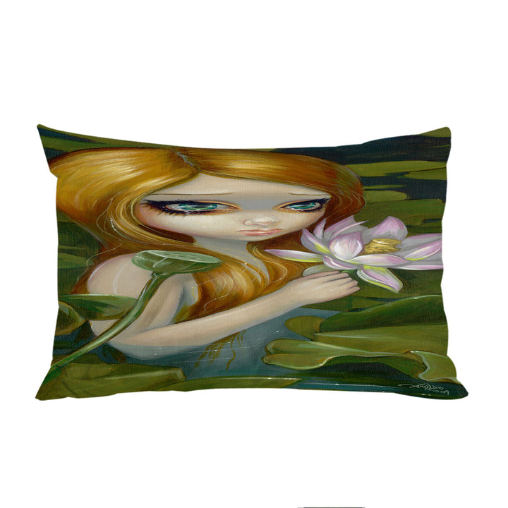 Fantasy Painting Mermaid Picking Lotus Blossoms Pillowcase