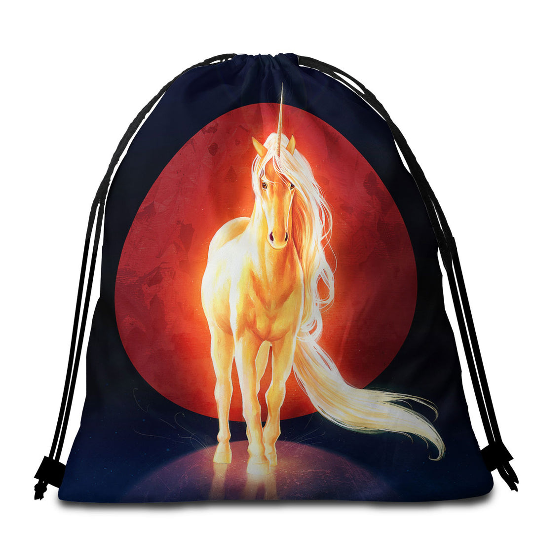 Fantasy Paintings the Last Unicorn Beach Towel Bags