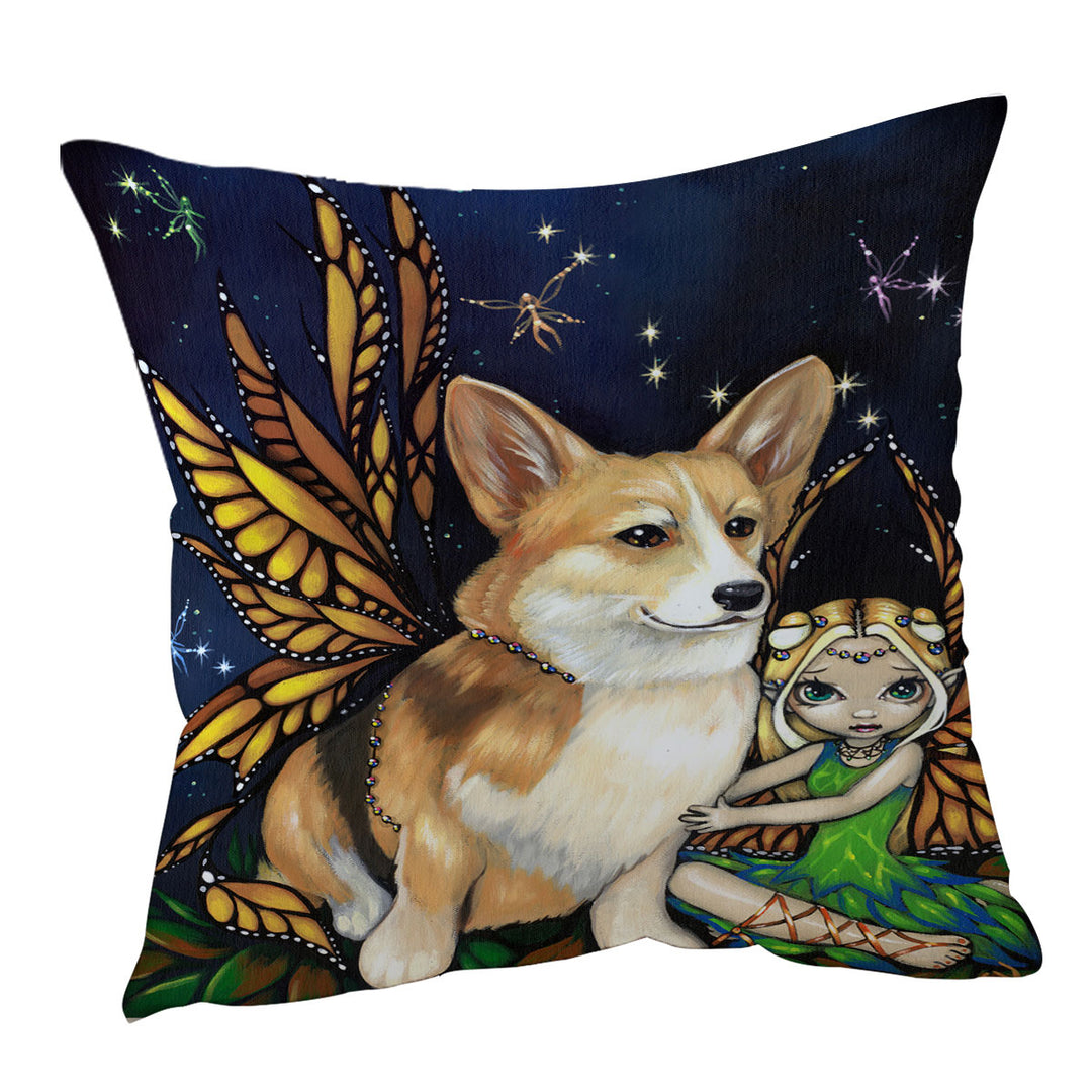 Fantasy Pet Dog Corgi of the Faeries Cushion Cover