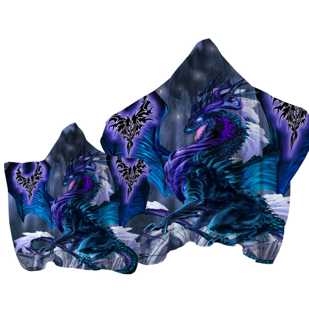 Fantasy Relic Blue Dragon Towel with Hood