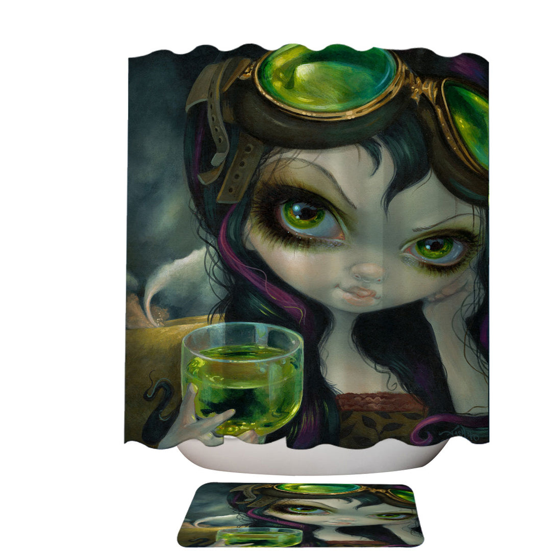 Fantasy Shower Curtains with Art the Absinthe Pilot Fairy