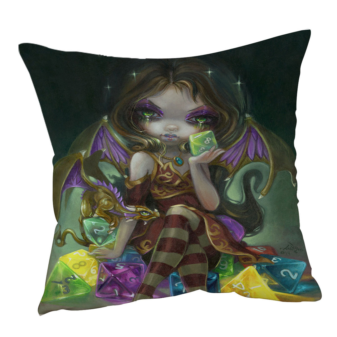 Fantasy Sofa Pillows Dragon and Fairy Dice Dragonling Princess