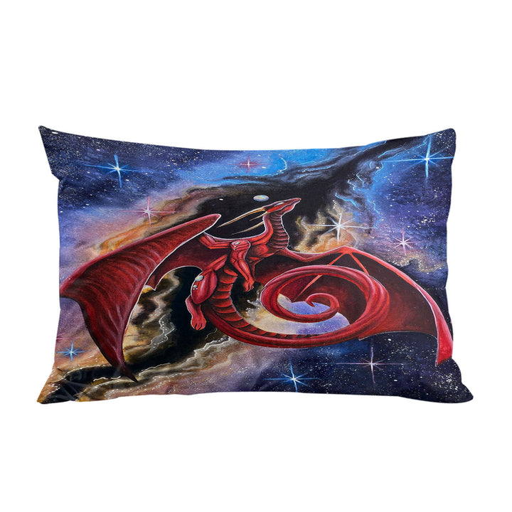 Fantasy Space Red Dragon Art Watcher at the Divine Pillow Cases