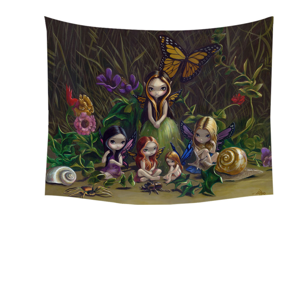 Fantasy Tapestry Art Forest Gathering of Faeries Wall Decor