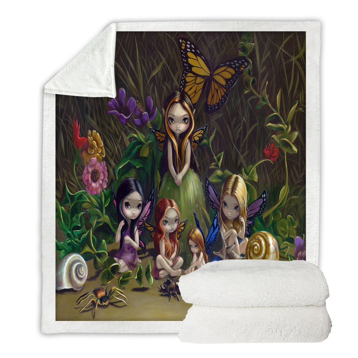 Fantasy Throw Blanket Art Forest Gathering of Faeries