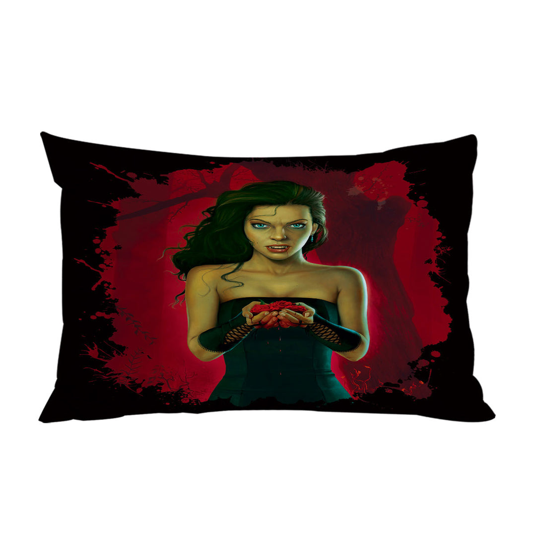 Fantasy Vampire Art Blood Roses Vampirette Pillowcase