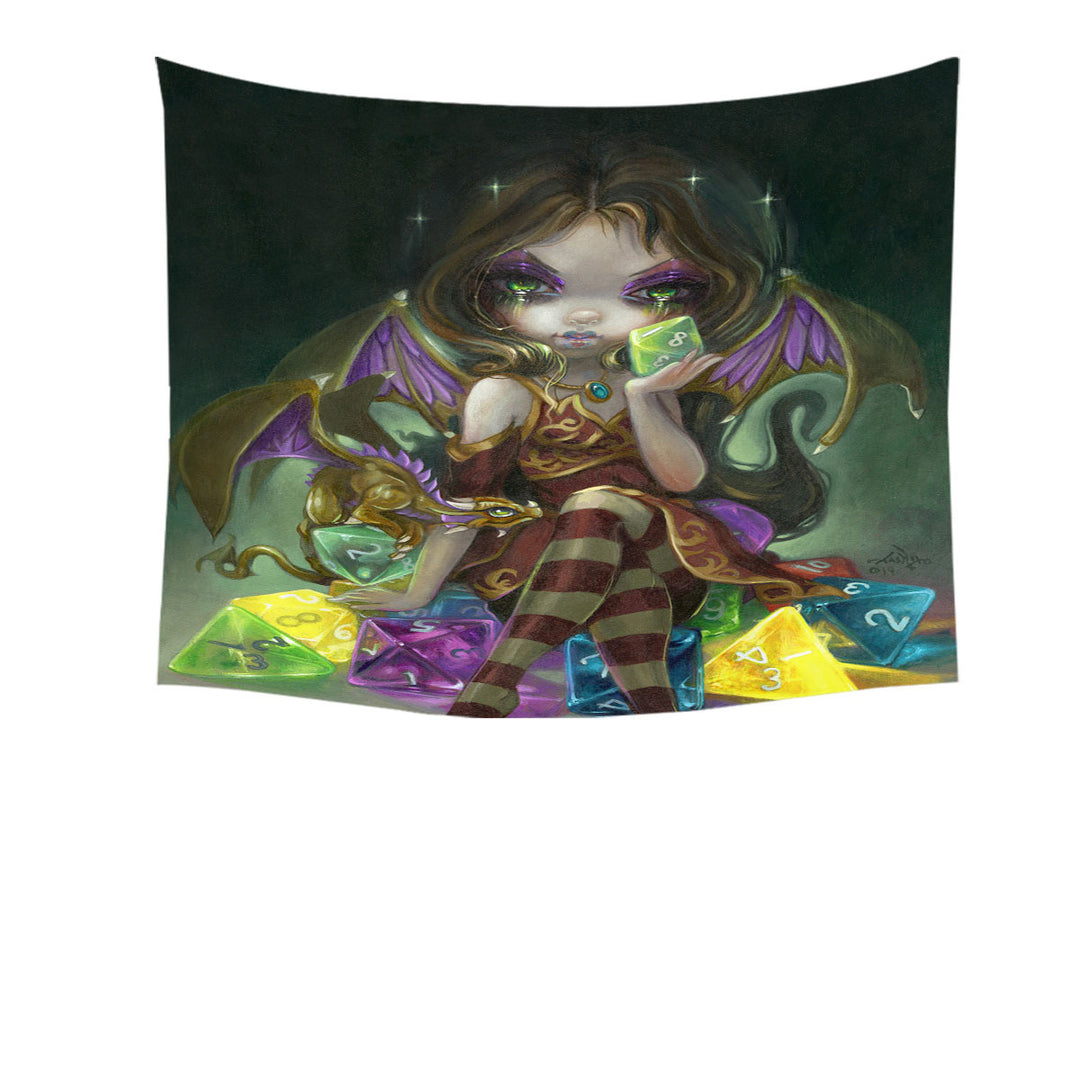 Fantasy Wall Decor Dragon and Fairy Dice Dragonling Princess Tapestry