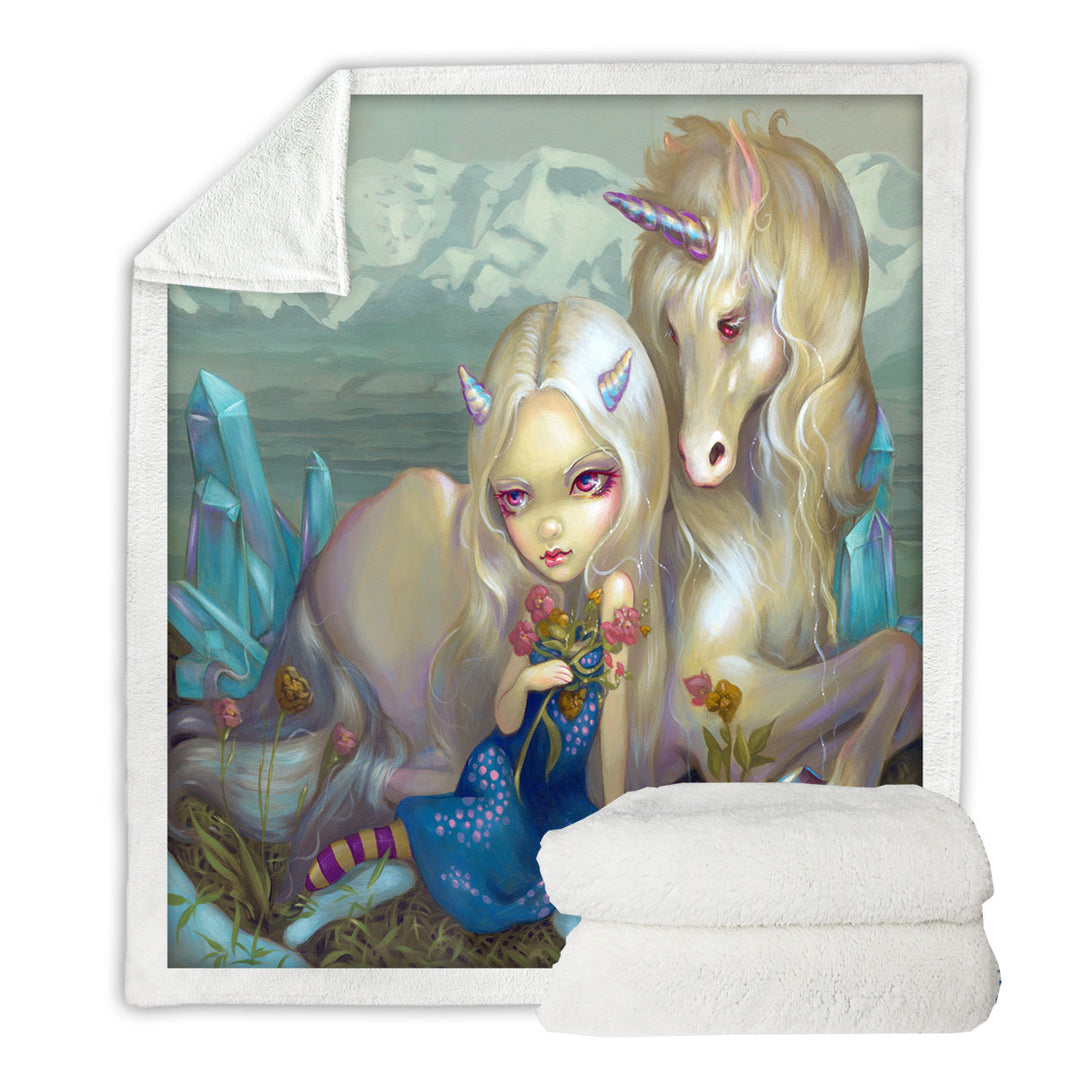 Fantasy World Decorative Throws Maiden Fiona and the Unicorn