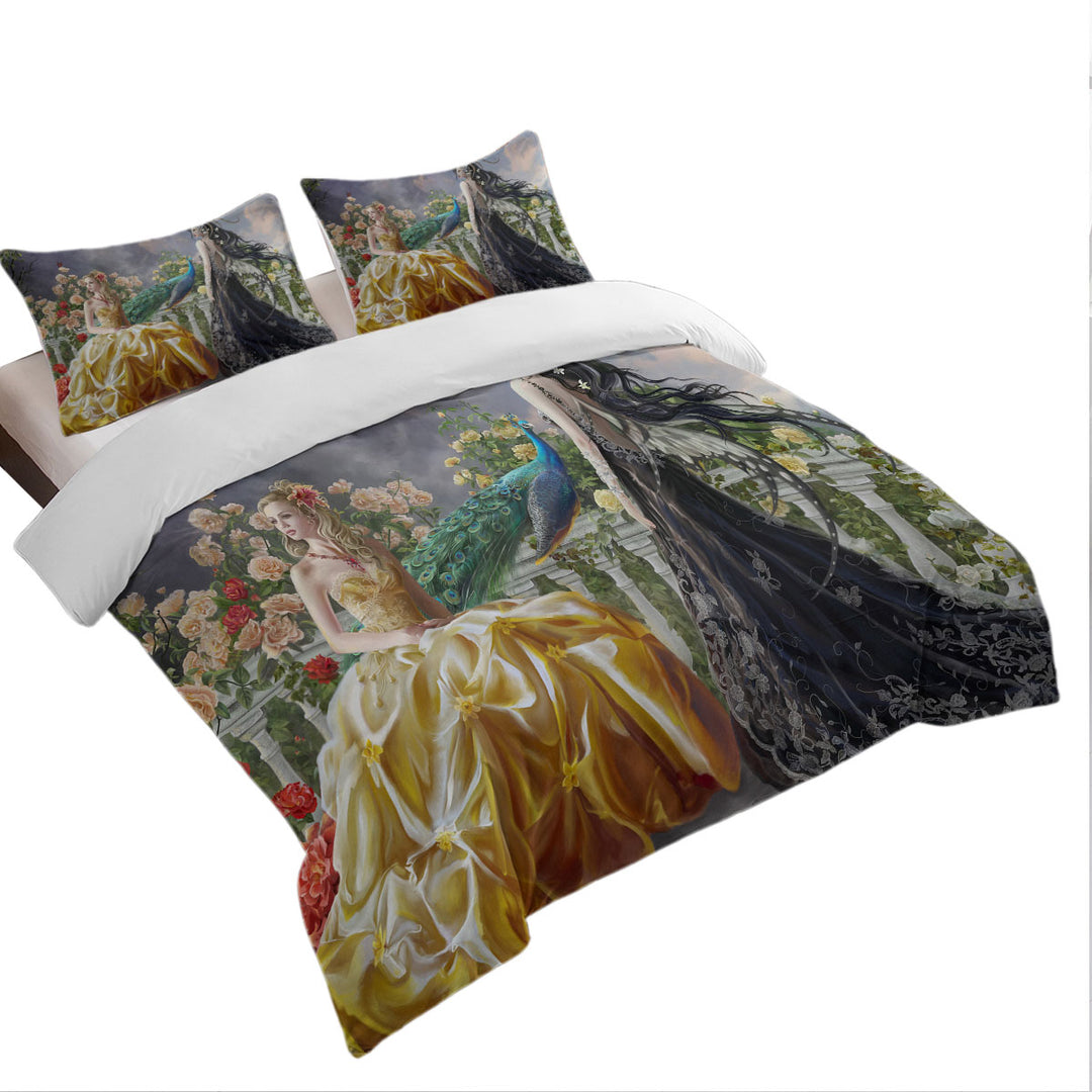 Fantasy on the Rose Balcony Light and Dark Princesses Duvet Covers