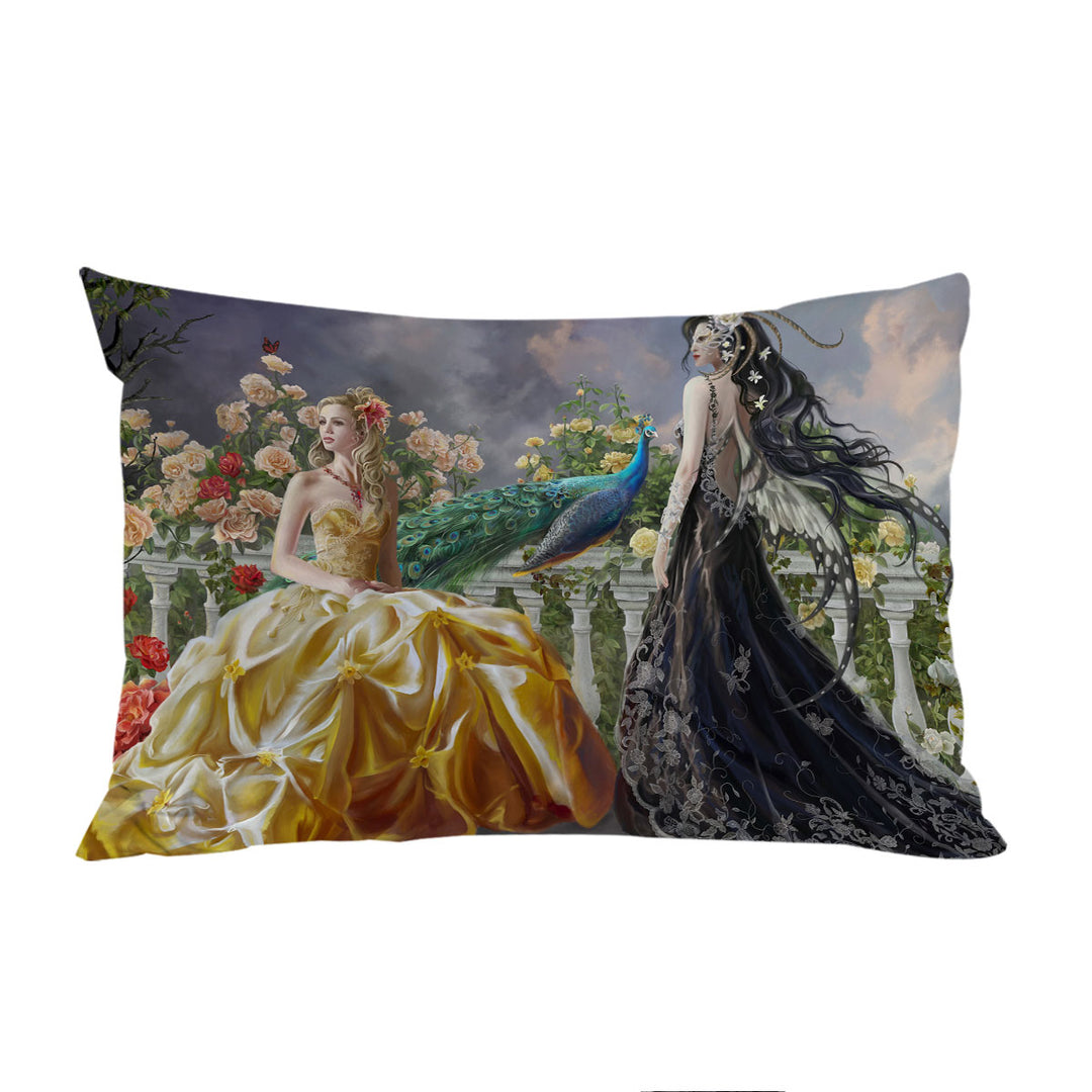 Fantasy on the Rose Balcony Light and Dark Princesses King Pillow Cases