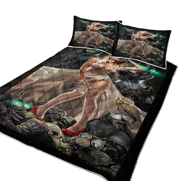 Fiction Art Stunning Assassin Blond Girl Summer Quilt