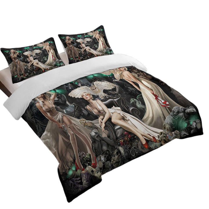 Fiction Art Trio Attractive Blond Women Duvet Covers