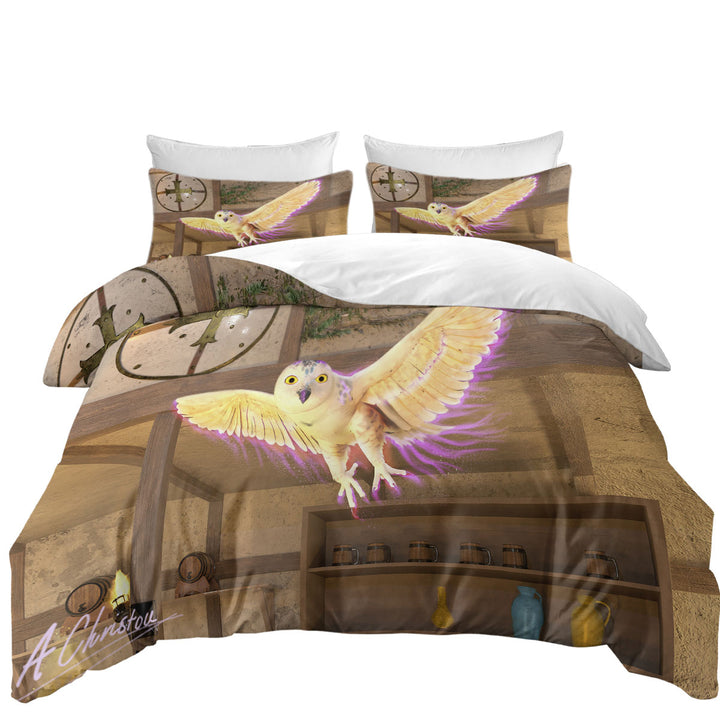 Fiction Artwork White Owl Duvet Cover